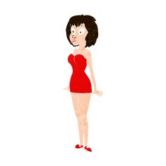 cartoon surprised woman in short dress N10