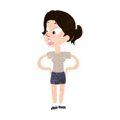 cartoon woman with hands on hips N199