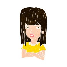 cartoon girl with folded arms N9