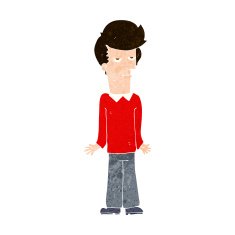 cartoon bored man shrugging shoulders N10