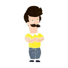 cartoon mustache muscle man N10