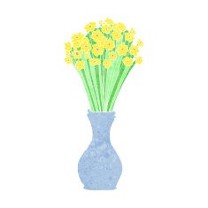 cartoon flowers in pot N19