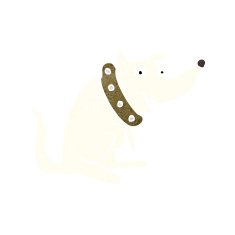 cartoon happy dog in big collar N9