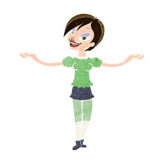 cartoon woman making open arm gesture N9