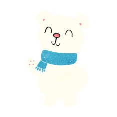 cartoon waving polar bear N36