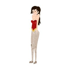 cartoon pretty woman shrugging shoulders N10