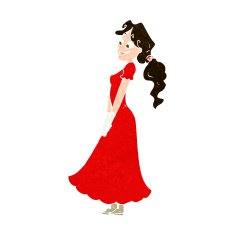 cartoon pretty woman in dress N46