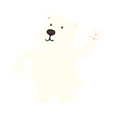 cartoon waving polar bear N37