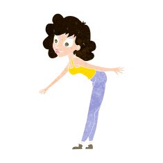 cartoon woman reaching to pick something up N10