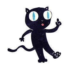 cartoon black cat with idea N3