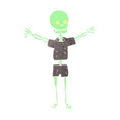 cartoon skeleton in clothes N9