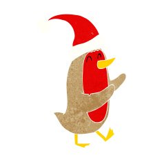 cartoon christmas robin N43