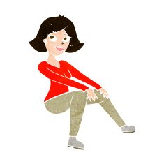 cartoon happy woman sitting N17