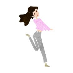 cartoon happy girl kicking out leg N9