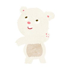 cartoon cute waving polar bear teddy N3
