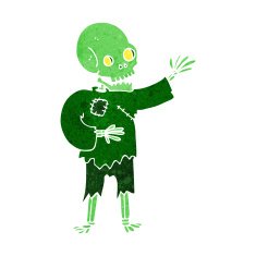 cartoon skeleton waving N9