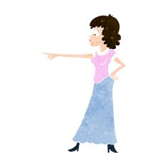 cartoon woman pointing finger N9