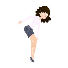 cartoon annoyed woman rubbing knee N9