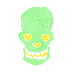 cartoon skull with love heart eyes N5