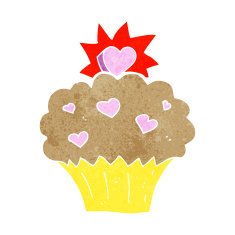 cartoon love heart cupcake N9