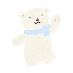 cartoon teddy bear wearing scarf N15