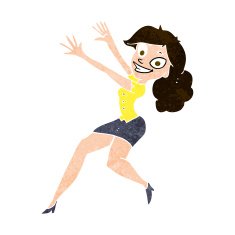 cartoon happy woman jumping N9