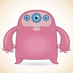 Three-eyed pink monster