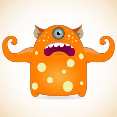 One-eyed orange monster