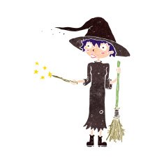 Cartoon Witch Casting Spell N21