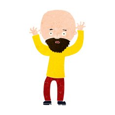 cartoon bearded man panicking N9