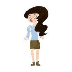 cartoon woman shrugging shoulders N438