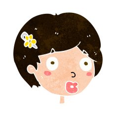 cartoon surprised female face N59