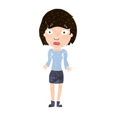 cartoon woman shrugging shoulders N440