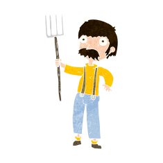 Cartoon Farmer With Pitchfork N11