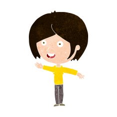 cartoon happy girl waving N9