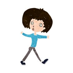 cartoon surprised man walking N9