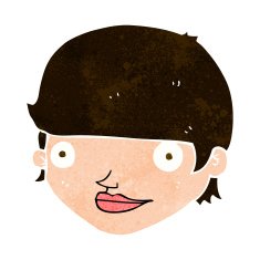 cartoon happy female face N169