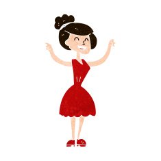 cartoon woman with raised arms N9