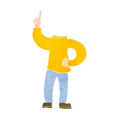 cartoon headless body with raised hand N8