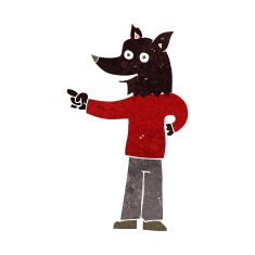 cartoon wolf man pointing N10