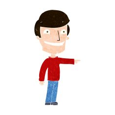 cartoon happy man pointing N56