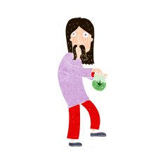 cartoon hippie man with bag of weed N9