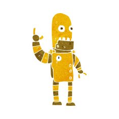 cartoon waving gold robot N3