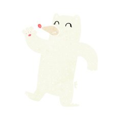 cartoon waving polar bear N40