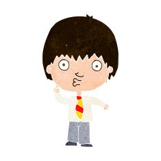 cartoon school boy answering question N46
