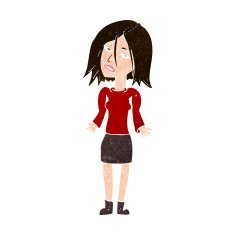 cartoon woman shrugging shoulders N442