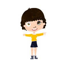 cartoon happy woman pointing N63