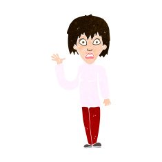 cartoon shocked woman waving hand N10