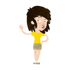 cartoon pretty woman waving N83