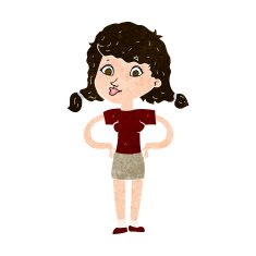 cartoon pretty girl with hands on hips N10